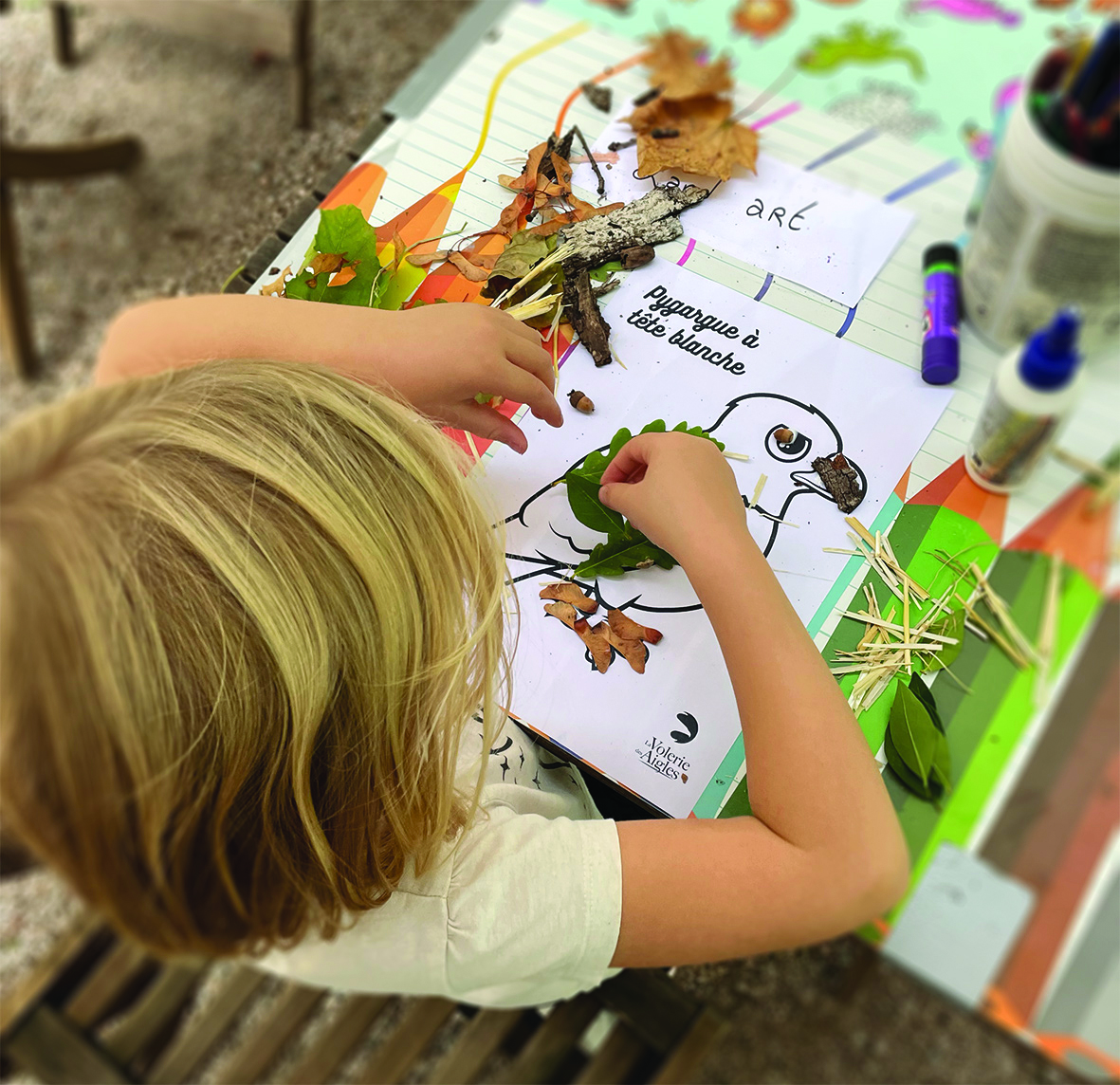 Atelier creatif enfant landart (c) Volerie des Aigles Atelier creatif enfant landart (c) Volerie des Aigles