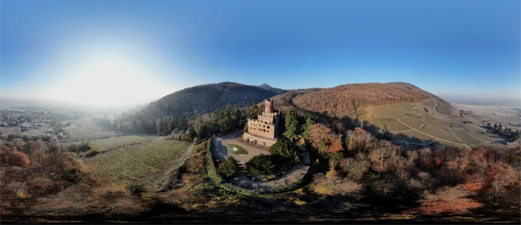 Vue sur le Château de Kintzheim en Alsace - Volerie des Aigles